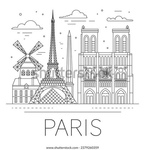 Paris Cityscape Line Art Cityscape Popular Stock Vector (Royalty Free ...