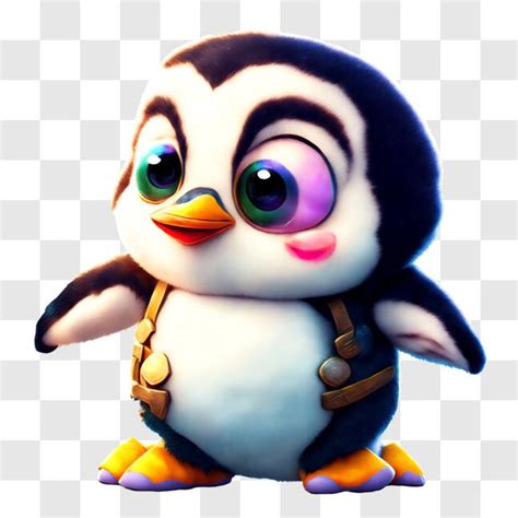 Download Cute Cartoon Penguin with Green Eyes PNG Online - Creative Fabrica