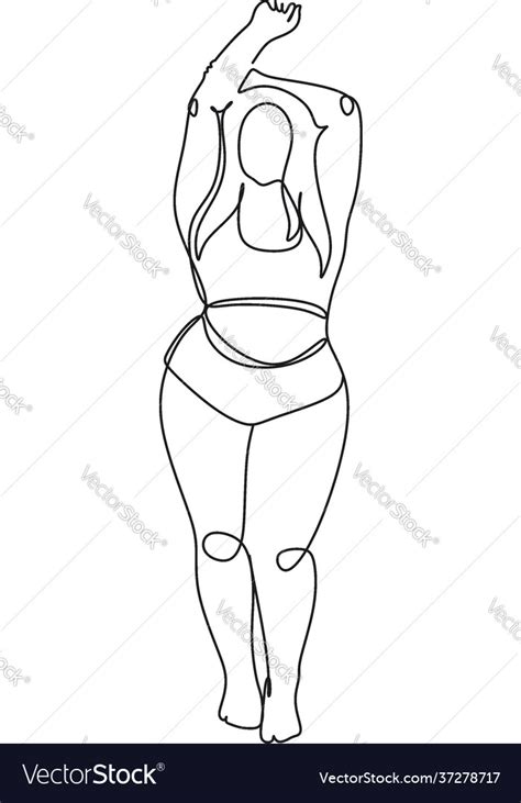 Body positive female figure line art Royalty Free Vector