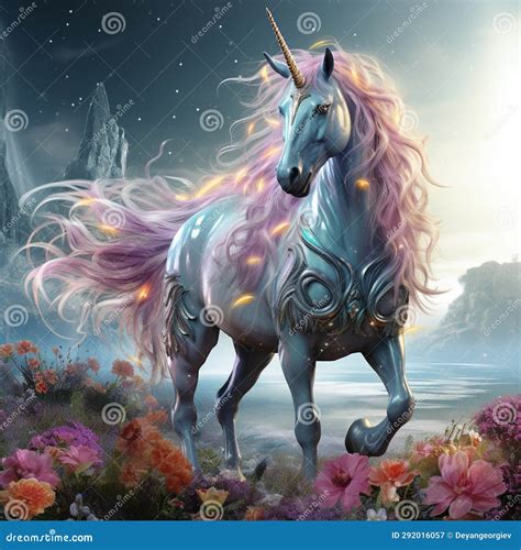 Multicolored Unicorn Galloping Dreem Unicorn Stock Illustration