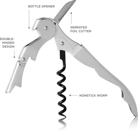 True Truetap Double Hinged Waiters Corkscrew Stainless Steel Wine Key