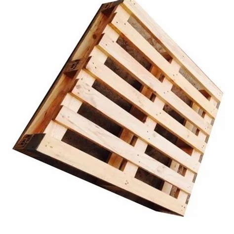 Rectangular Rubber Wood Brown Four Way Wooden Pallet For Packaging