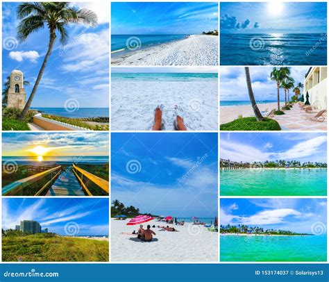 Collage About Beachs At Usa Stock Image Image Of Collage Cityscape