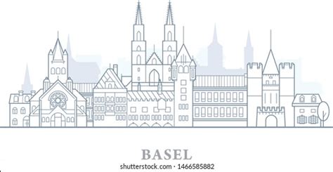 Basel Skyline Switzerland Old Town Outline Stock Vector Royalty Free