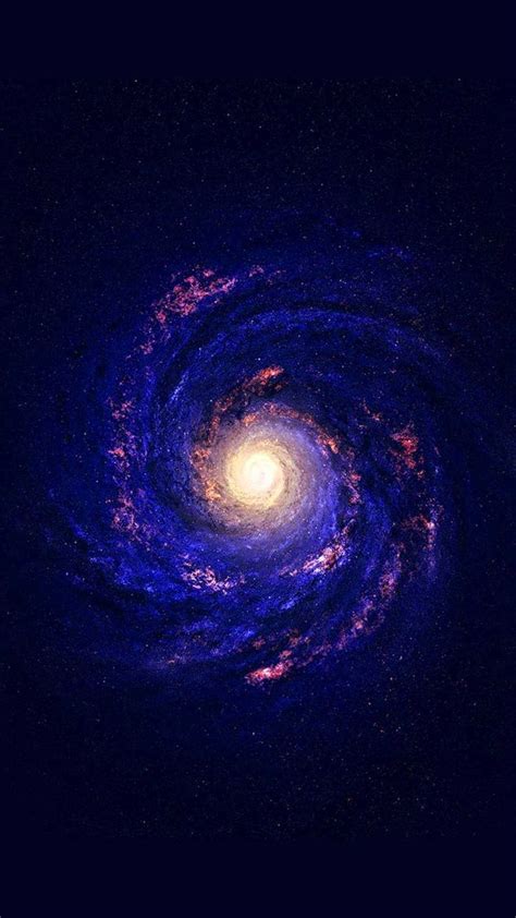 an image of a spiral galaxy in the dark blue night sky with stars and ...