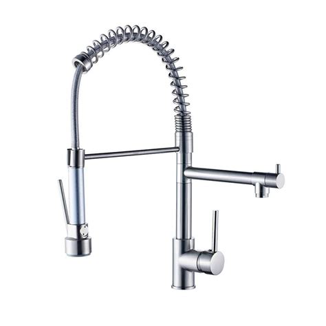 Fapully Commercial Single Handle Pull Down Sprayer Kitchen Faucet In Brushed Nickel Stainless