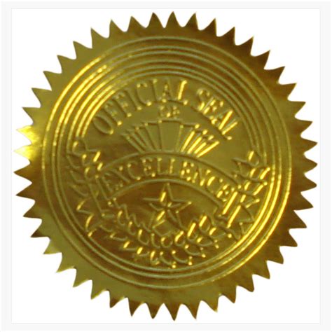 Official Seal Of Excellence Embossed Certificate Seals 2 Dia 100