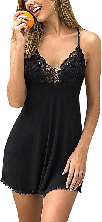 Adome Women Nightgown Sexy Lingerie Modal Sleepwear Lace Babydoll Full