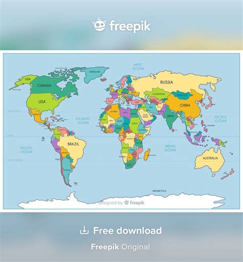 Mapa do mundo político colorido geográfico | Vetor Premium | Mappa del ...