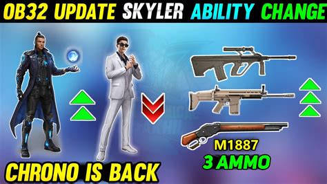 SKYLER CHRONO ABILITY CHANGE WEAPON ADJUSTMENT FREE FIRE OB32