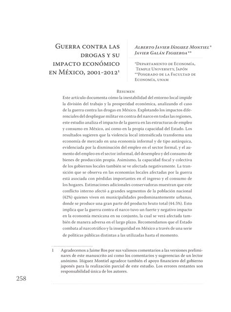 Pdf Guerra Contra Las Drogas Y Su Impacto Económico En México 2001 2012