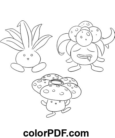 Oddish Gloom Vileplume Pokemons Coloring Pages And Books In Pdf