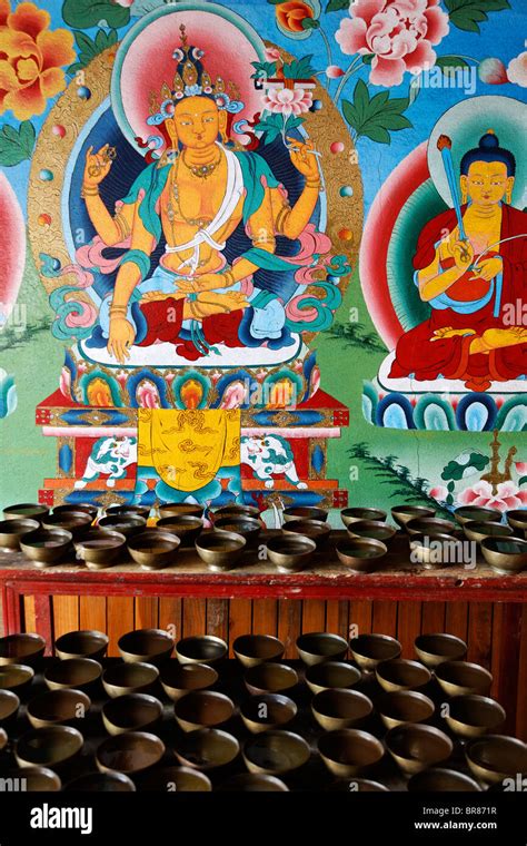 Illustrated walls of the Buddhist Phodong Monastery, Sikkim, India ...