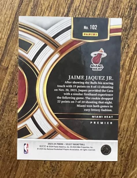 2023 24 PANINI SELECT NBA Jaime Jaquez Jr Premier Heat RC 102 EUR 3 36