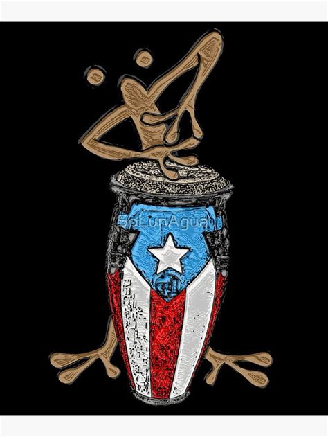 Coquí Taíno playing the Puerto Rican Flag Conga Canvas Print for Sale