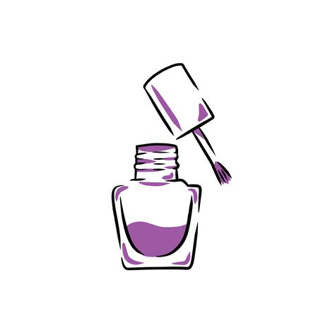 Nail Polish Bottle With Pink Brush Sketch Product For Beauty Salon