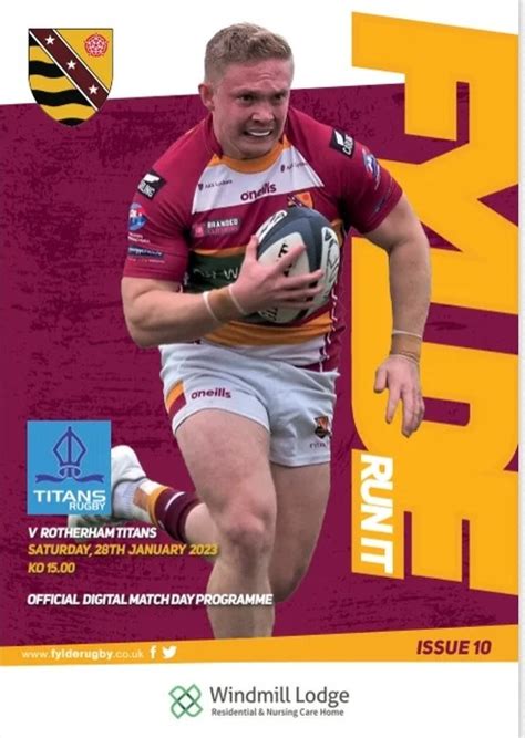 Fylde V Rotherham Titans Match Programme Fylde Rugby Club