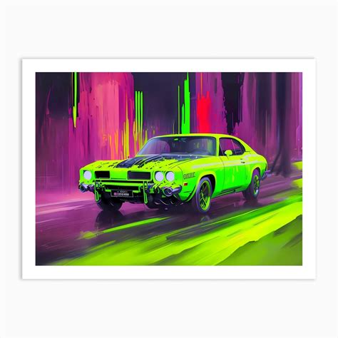 Neon Car Art Print by frankfurterART - Fy