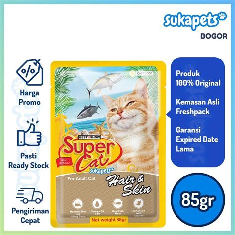 Jual Super Cat Pouch Adult Hair Skin Makanan Kucing Basah 85gr