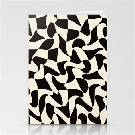 Blackandwhite Warped Wavy Check Greeting Card By Thespacehouse Set Of 3