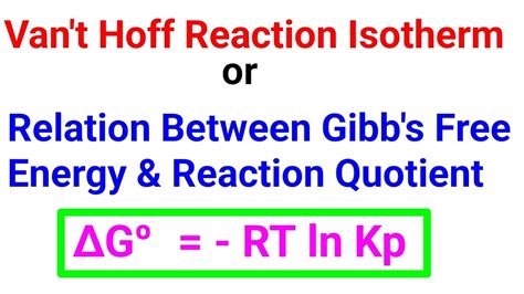 Van T Hoff Reaction Isotherm Relation Between Gibb S Free Energy