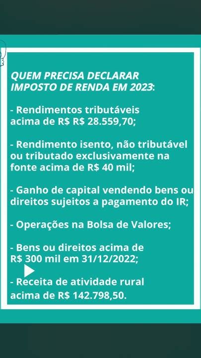 Quem Precisa Declarar Imposto De Renda Em 2023 Youtube