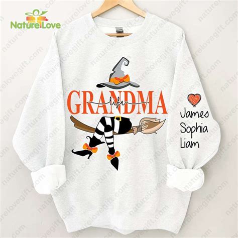 Custom Halloween Grandma Witch Sweatshirt Grandmother Shirt With Name