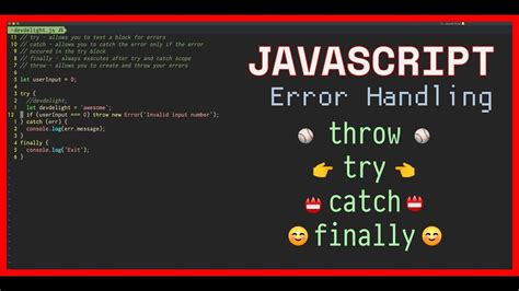 JavaScript Error Handling Try Throw Catch Finally YouTube