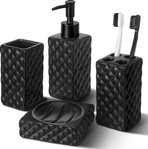 Rytoxilo Black Bathroom Accessories Set 4 Pack Matte Black