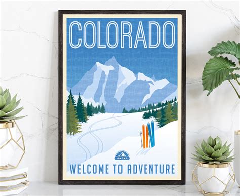 Retro Style Travel Poster Colorado Vintage Rustic Poster Print Home Wall Art Office Wall