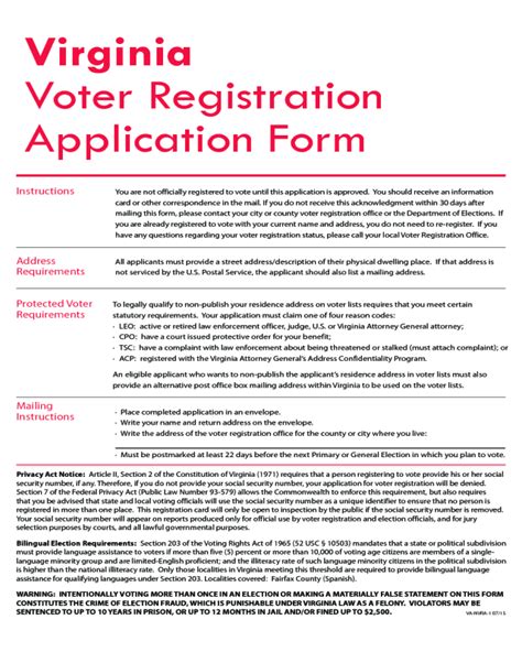 Virginia Voter Registration Application Form Virginia Edit Fill