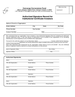 Fillable Online Authorized Signature Form For Institutional Investors