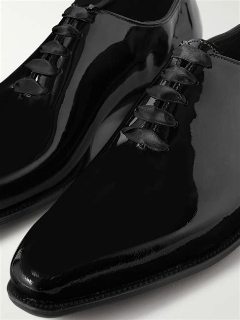 George Cleverley Merlin Whole Cut Patent Leather Oxford Shoes Black