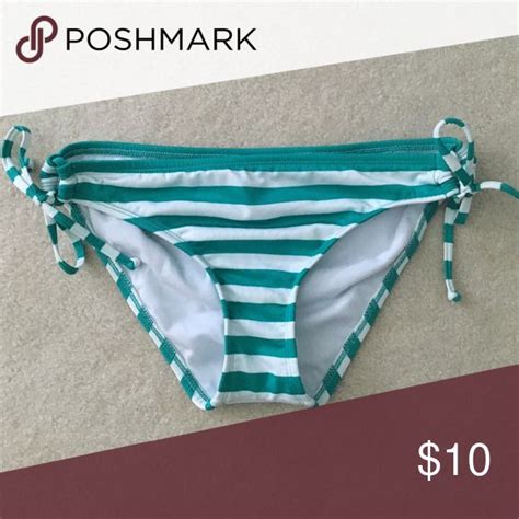 Teal And White Striped Bikini Bottoms Teal And White Striped Bikini