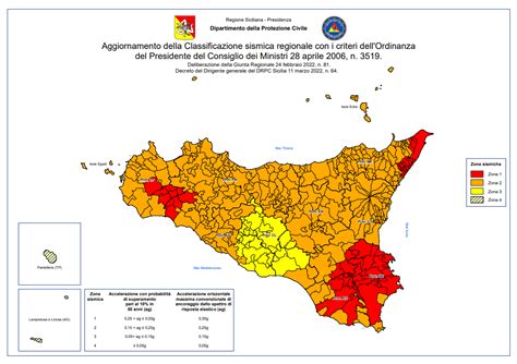 Sicilia Aggiornata La MAPPA Della Classificazione Sismica Stretto Di