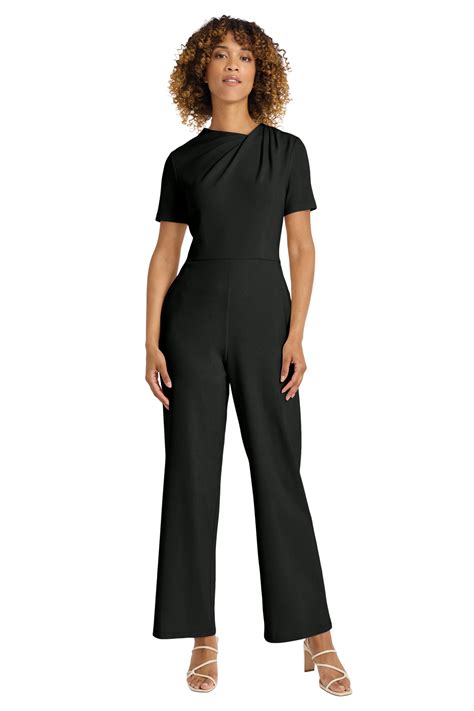 Twist Neck Short Sleeve Jumpsuit Maggy London