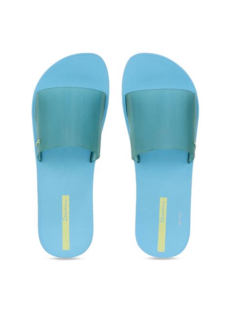 Buy Ipanema Women Blue Self Design Sliders Flip Flops For Women