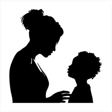 Premium Vector Mom And Baby Silhouette Black And White