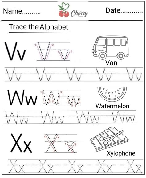 alphabet tracing vv ww xx   kindergarten phonics worksheets