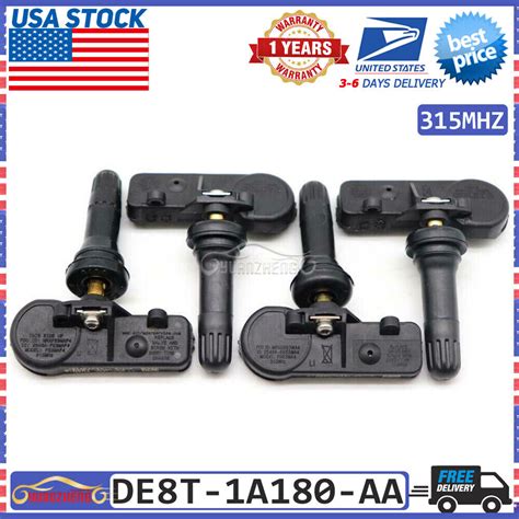 Set Of 4 New Tpms For Ford Motorcraft Tire Pressure Sensor Tpms De8t 1a180 Aa Ebay