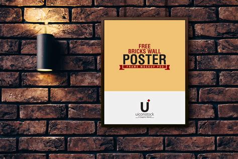 Free Bricks Wall Poster Frame Mockup Psd A Graphic World