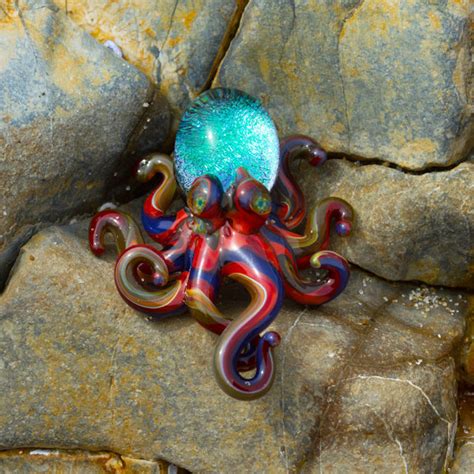 Psychedelic Blown Glass Octopus Pendant - Creepbay