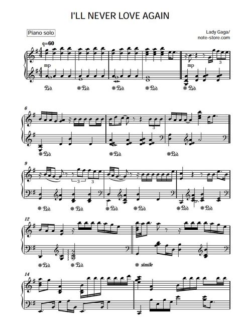 I Ll Never Love Again Piano Sheet Music Lady Gaga In Note Store