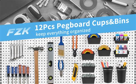 Amazon FZK Pegboard Bins PegBoard Cups With Hooks Loops 12 Pack