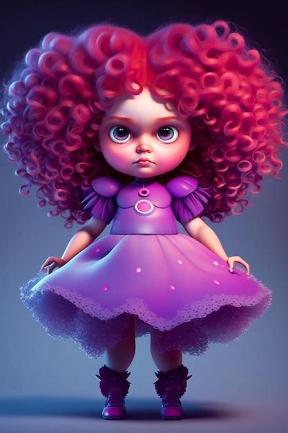 premium photo  doll  red hair   purple dress  saysred