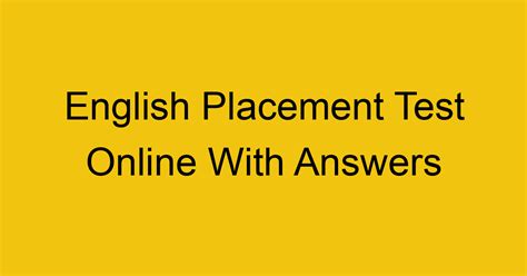 English Placement Test Online With Answers