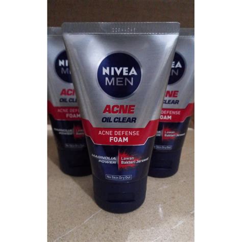 Jual Nivea Men Acne Oil Clear Acne Defense Foam 100 Ml Shopee Indonesia