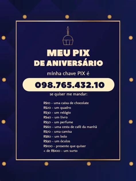 Convite Digital Faz Um Pix Pra Mim Azul E Dourado Edite Online