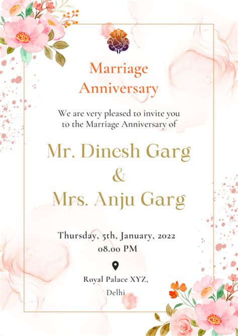 Create Wedding Anniversary Invitation Card Online 2023 Shaadi Vibes