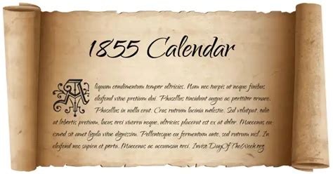 1855 Calendar: What Day Of The Week